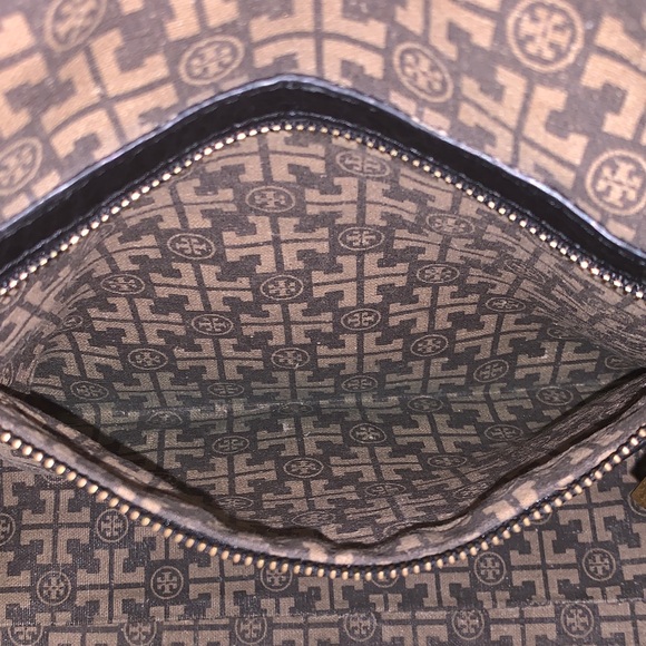 Tory Burch Black Pebbled Leather Satchel with Gold-Tone Logo Purse 👛 - Picture 8 of 17